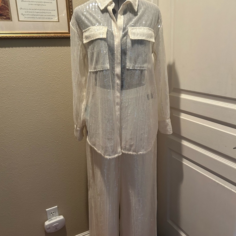 House of Harlow 1960 White Sequin Jumpsuit